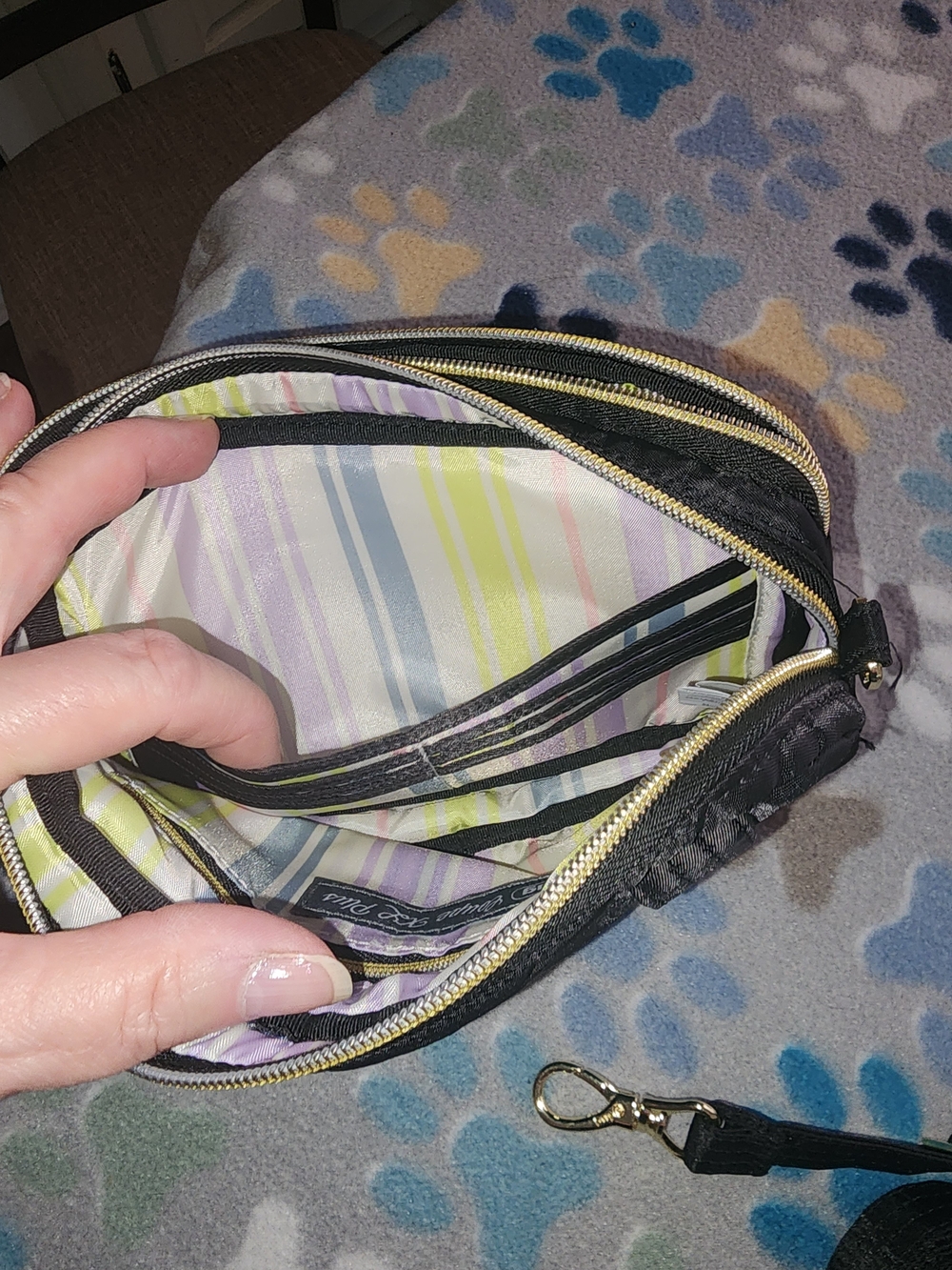 lug Black Crossbody Bag with Rainbow Stitching - Picture 4 of 7